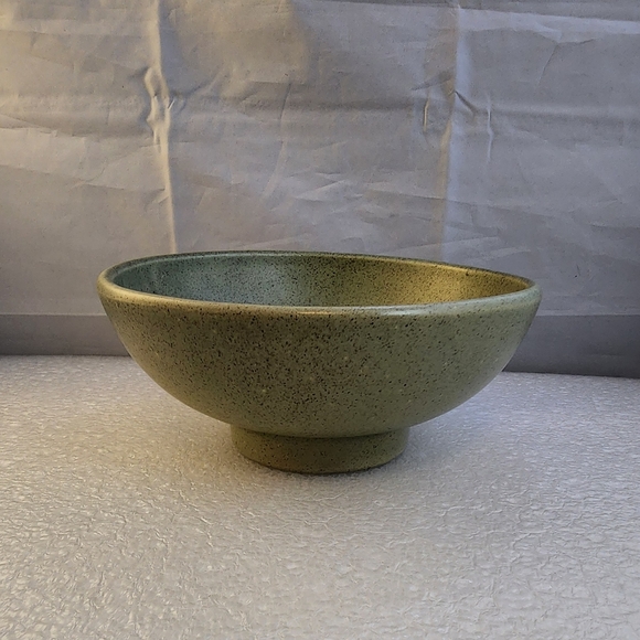 Vtg Haeger USA Pottery 101 Green Speckled Footed Bowl Planter - Picture 2 of 13
